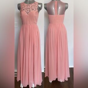 NWT Soft Pink High neck lace sweetheart neck modest dress gown size medium
